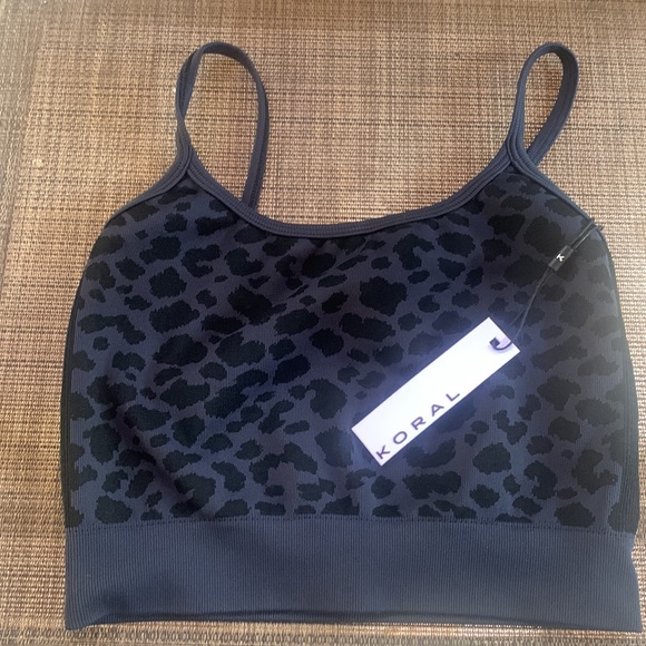 NWT KORAL Activewear Duplo Seamless Bra Leopard Print Navy Blazer - Picture 4 of 16